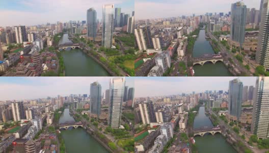 无人机拍摄的城市景观在中国四川成都高清在线视频素材下载