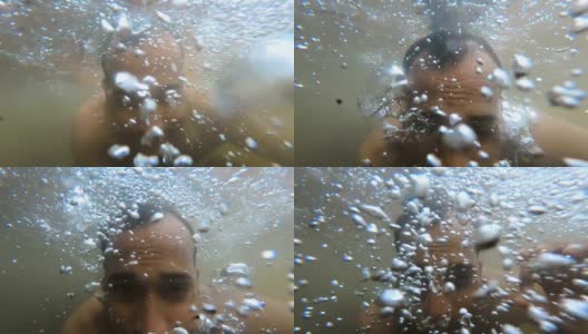 清晨，人们在瀑布下沐浴，享受大自然高清在线视频素材下载