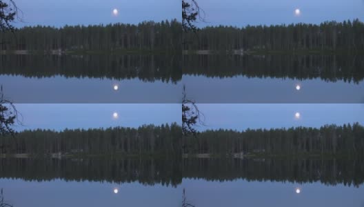 芬兰的荒野湖-月光下的夜晚感受高清在线视频素材下载