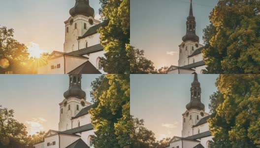 爱沙尼亚塔林。圣母玛利亚大教堂或圆顶教堂。著名和受欢迎的地标。联合国教科文组织世界遗产高清在线视频素材下载