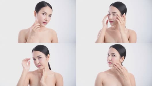亚洲女性担心自己的脸，当她看到痤疮的问题高清在线视频素材下载