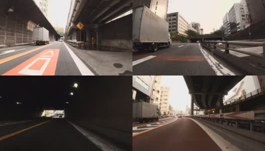 在高速公路上开车。车辆POV通过城市高速公路高清在线视频素材下载