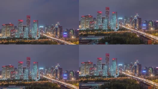 时光流逝——夜晚俯瞰北京天际线(WS平移)高清在线视频素材下载