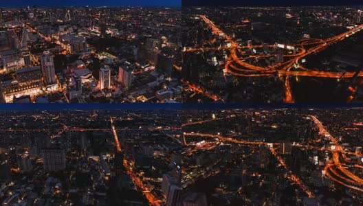 4K延时:鸟瞰图360度曼谷城市景观在黄昏到夜晚，泰国曼谷高清在线视频素材下载