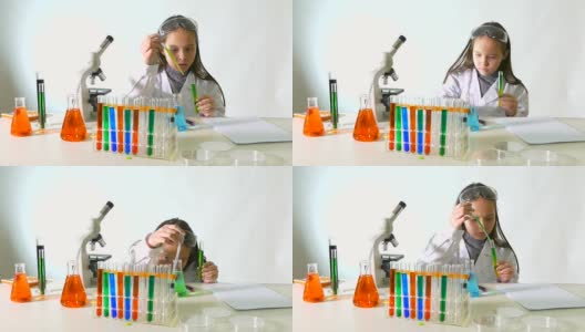 做科学实验的小女孩高清在线视频素材下载