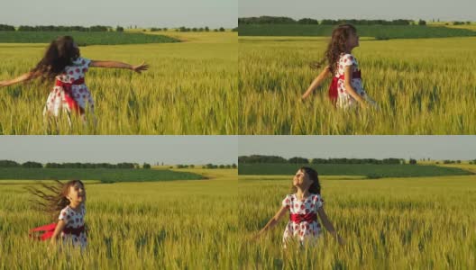 快乐的孩子在田野里高清在线视频素材下载