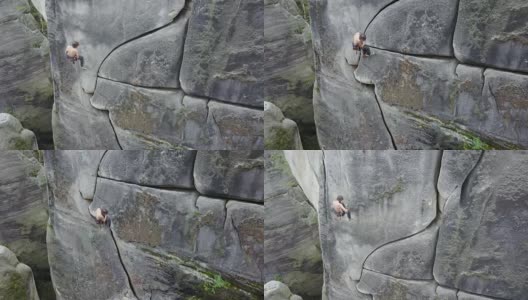 攀岩者攀绳高清在线视频素材下载