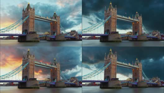 英国伦敦塔桥，时间流逝高清在线视频素材下载