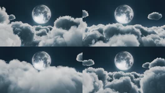 在满月的夜空中飞翔高清在线视频素材下载