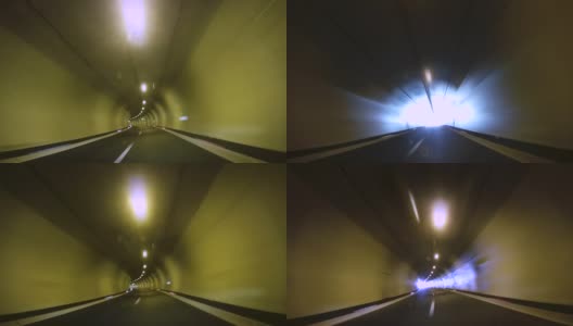 加速在高速公路隧道中行驶的镜头高清在线视频素材下载
