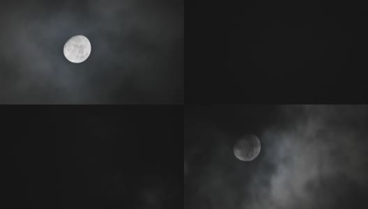 阴天夜晚的月亮高清在线视频素材下载