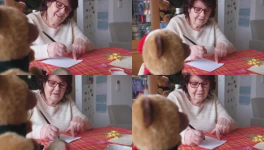 快乐的奶奶写圣诞信高清在线视频素材下载
