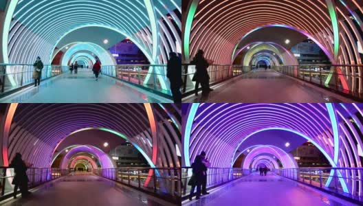 北京过街桥的灯光秀非常漂亮高清在线视频素材下载