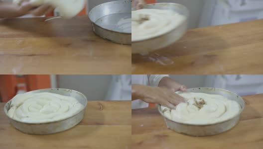 老师傅正在面包店制作传统派高清在线视频素材下载