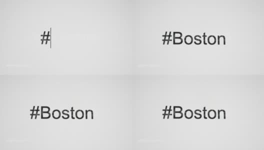 一个人在电脑屏幕上输入“#Boston”高清在线视频素材下载