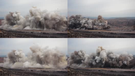 煤矿采石场岩石爆炸高清在线视频素材下载
