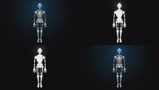 制造3D仿人机器人身体，内部扫描。人工智能，4k动画。高清在线视频素材下载