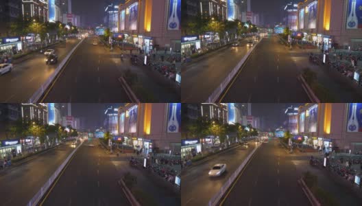 夜光南京市区交通步行桥全景4k中国高清在线视频素材下载