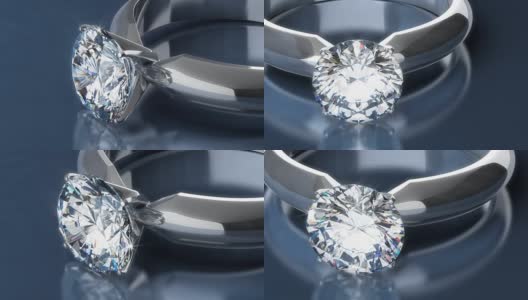 蓝色背景上的钻石戒指高清在线视频素材下载