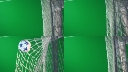 足球-得分足球进球网-超级慢动作色度键绿色屏幕高清在线视频素材下载