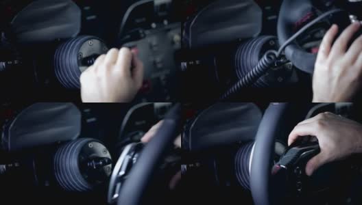 赛车方向盘的安装高清在线视频素材下载