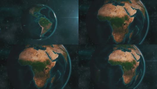 地球放大到非洲，4K动画高清在线视频素材下载
