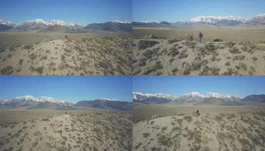 在内华达山脉地区的火山脊上徒步旅行的男子高清在线视频素材下载