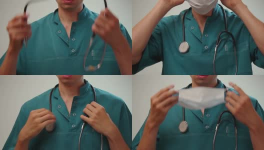 外科医生准备手术，戴上手术口罩高清在线视频素材下载