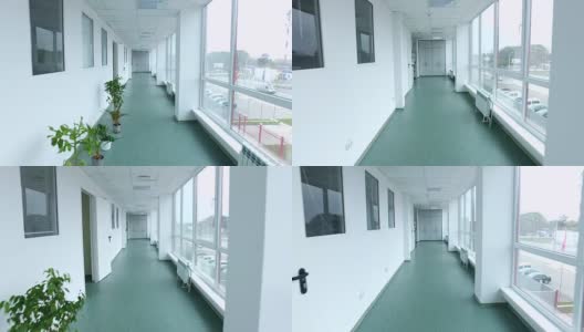 Pov的行走实验室走廊。实验室走廊的稳定凸轮镜头高清在线视频素材下载