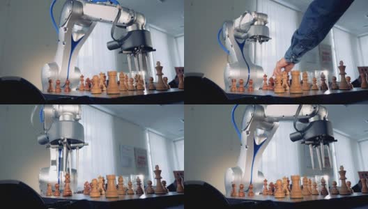 人工智能、机器智能概念。创新的机器人下棋。高清在线视频素材下载
