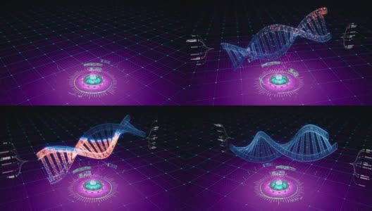 摘要动画DNA粒子螺旋模型高清在线视频素材下载