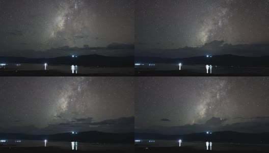 泰国清迈湖上的时光银河。高清在线视频素材下载