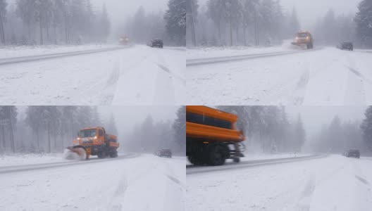 清理道路上的积雪高清在线视频素材下载