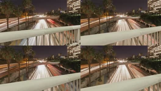 洛杉矶夜间交通延时高清在线视频素材下载