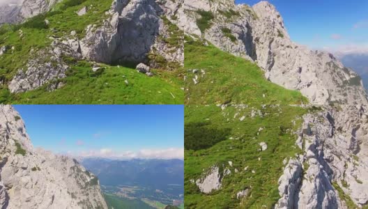 高的山脉。在德国Garmisch Paterkirchen附近的阿尔卑斯景观上空拍摄。中欧神奇的地方。高清在线视频素材下载
