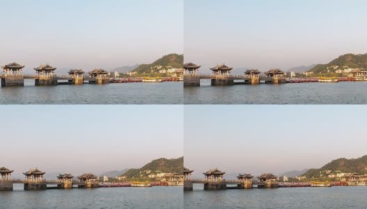 T/L Panning中国著名历史建筑:广济桥高清在线视频素材下载