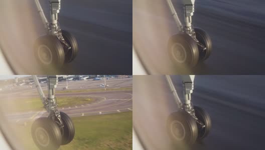 芬兰赫尔辛基机场飞机起落架起飞和收回高清在线视频素材下载