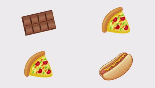 Motion graphics animation of a color drawing of junk foods.高清在线视频素材下载