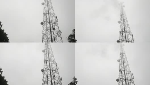 山上有电视天线和卫星天线的通信塔。高清在线视频素材下载