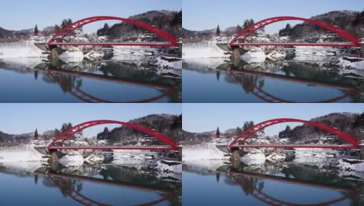 红桥冬季景观，三岛，日本福岛高清在线视频素材下载