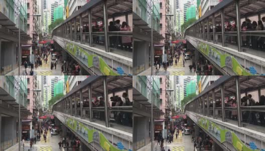 香港中环自动扶梯城市生活行人通勤高清在线视频素材下载