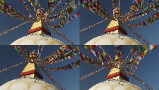 尼泊尔加德满都的博德哈纳塔。博德纳佛寺的圣地。斯坦尼康慢镜头。4 k高清在线视频素材下载