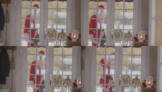 圣诞老人敲门(慢镜头)高清在线视频素材下载