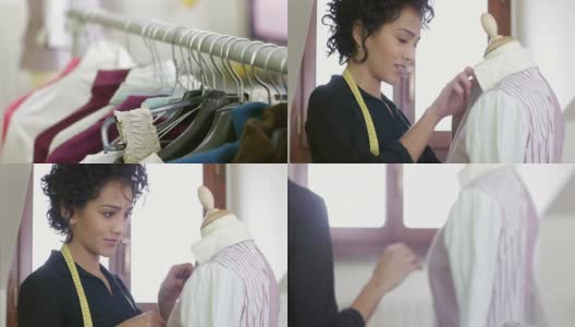 西班牙裁缝调整衣服上裁减人体模型高清在线视频素材下载