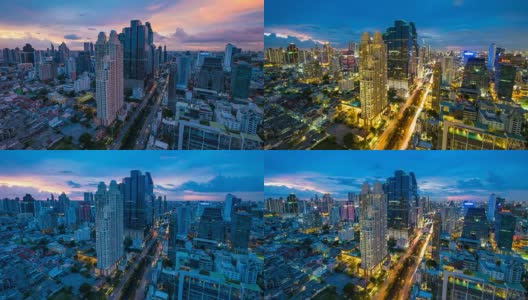 4k Time Lapse Night Cityscape Of Chong-Nonsi, Sathon, Bangkok City, Thailand高清在线视频素材下载