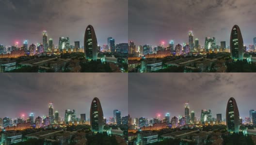 T/L WS HA PAN Downtown Beijing at Night /北京，中国高清在线视频素材下载