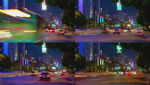 夜光深圳城市景观交通街道全景4k时间流逝中国高清在线视频素材下载