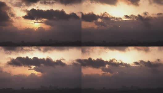 时间流逝日落在多云的天空上方的城市，土耳其高清在线视频素材下载
