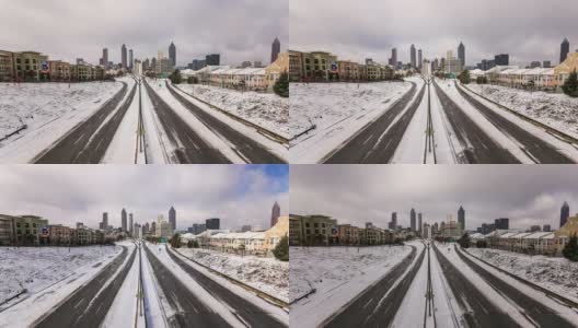 亚特兰大城市景观时光流逝雪高清在线视频素材下载
