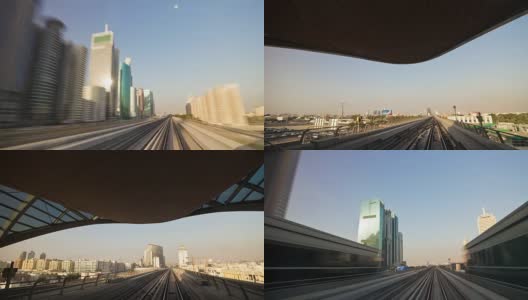 阿拉伯联合酋长国阳光迪拜城著名地铁线路公路旅行全景4k时间流逝阿联酋高清在线视频素材下载